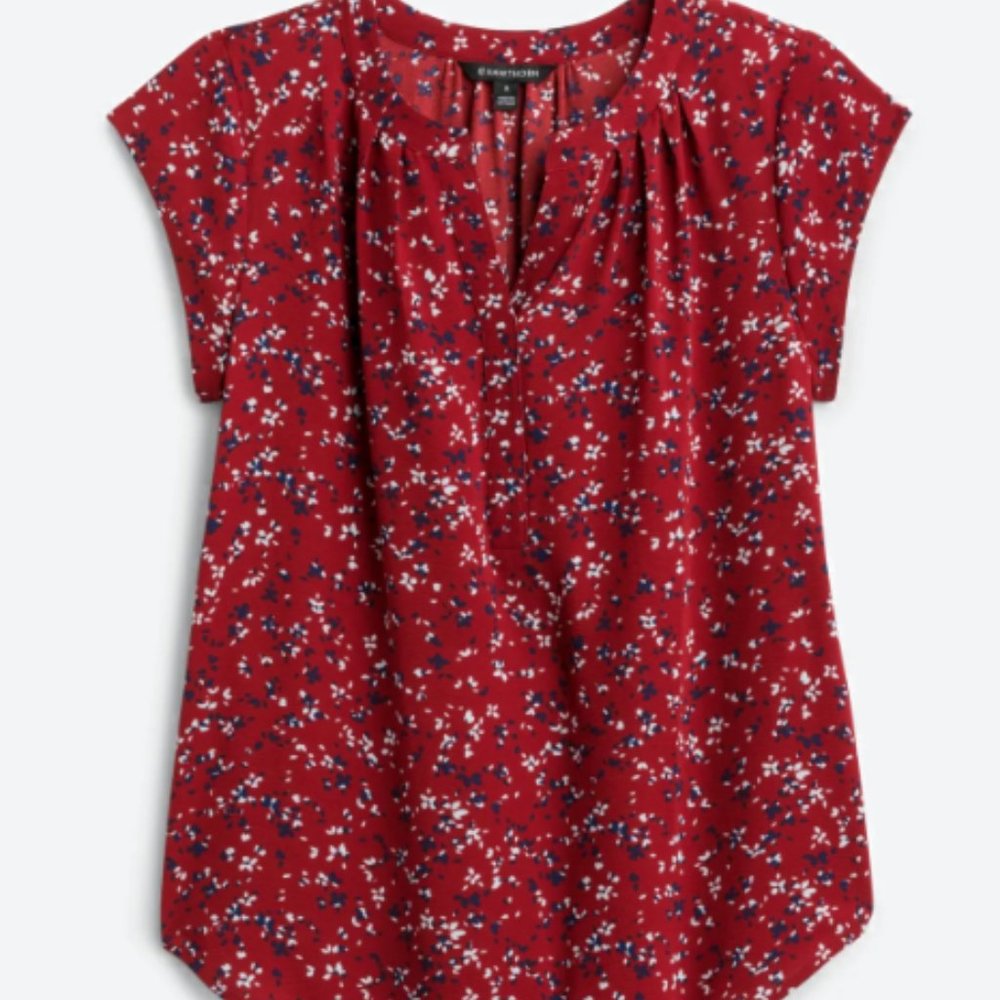 41 HAWTHORN Morey Split Neck Short Sleeve Blouse Size XL